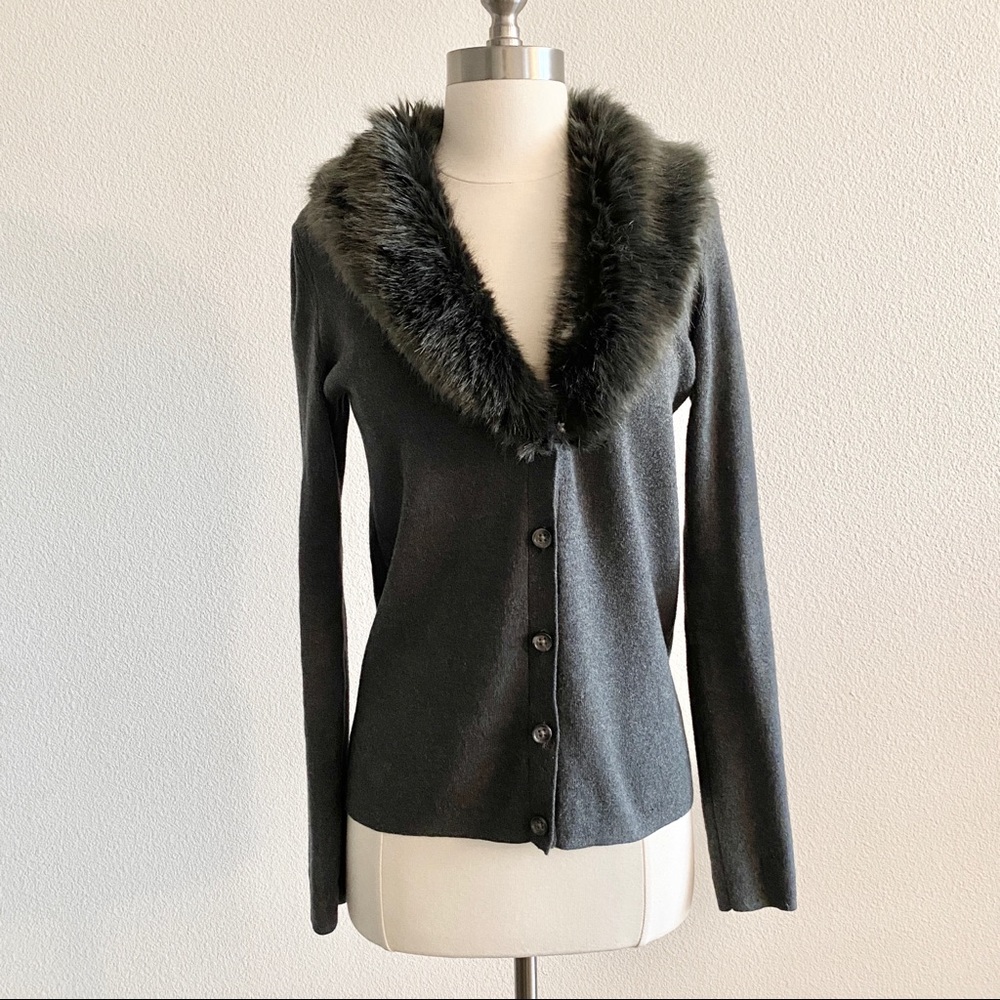 Banana Republic Faux Fur Cardigan